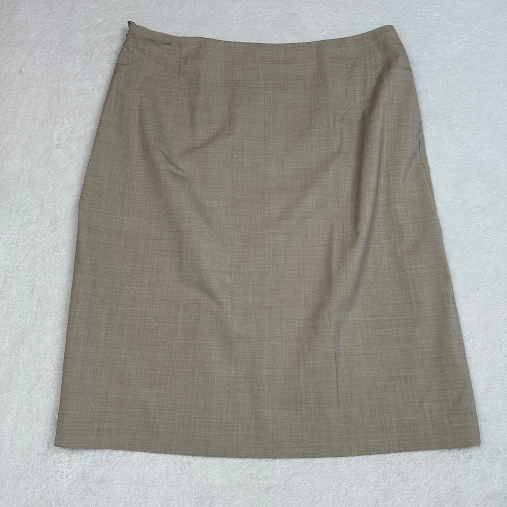 Brooks Brothers Loro Piana Wool Silk Pencil Skirt Beige Tan Size 12 Italy Fabric
